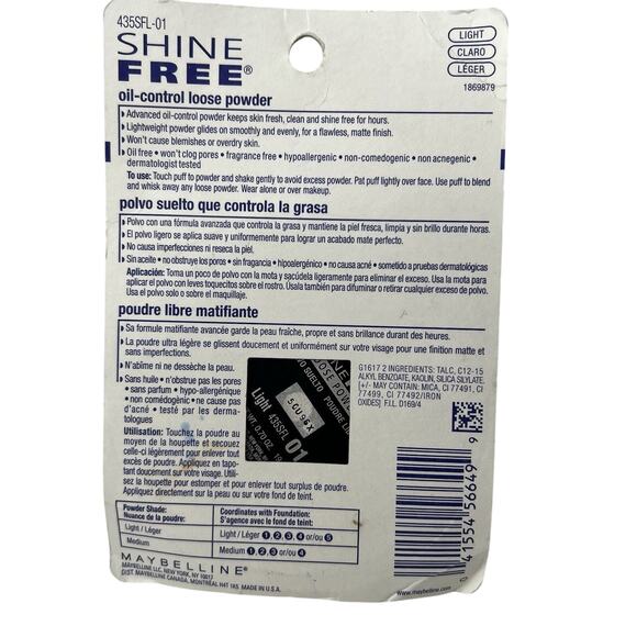 Maybelline Shine Free Oil-Control Loose Powder Light 240 100% Oil-Free SEALED - Picture 2 of 2